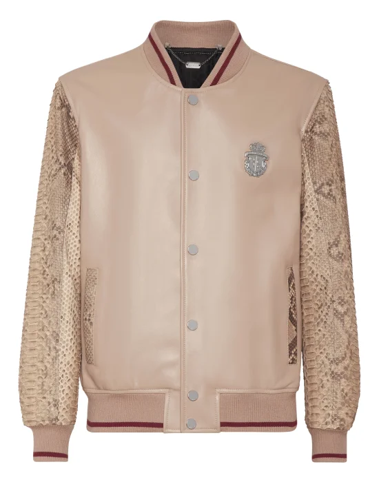 Python Leather Mix Bomber