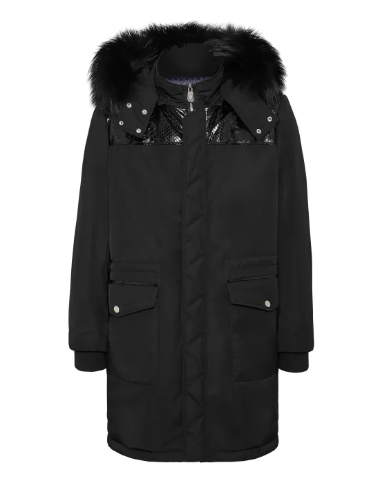 Nylon Parka With Python Inserts