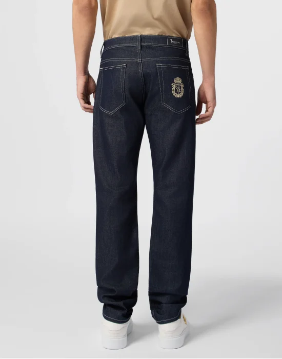 Super Straight Cut Jeans Leather Details