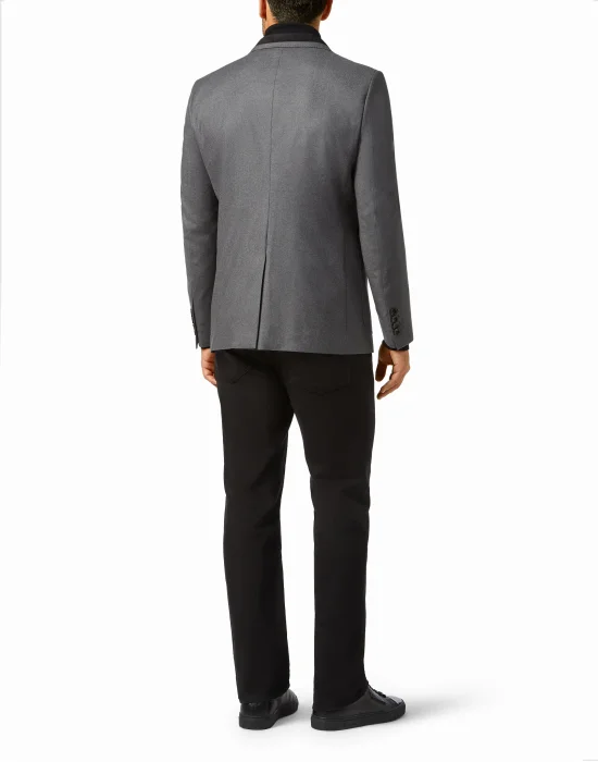 Wool Blazer Tailored Fit suede inserts Double B