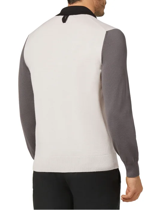 Merino wool Pullover Polo-Neck LS Color Block