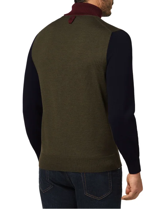 Merino wool Turtle Neck LS Color Block