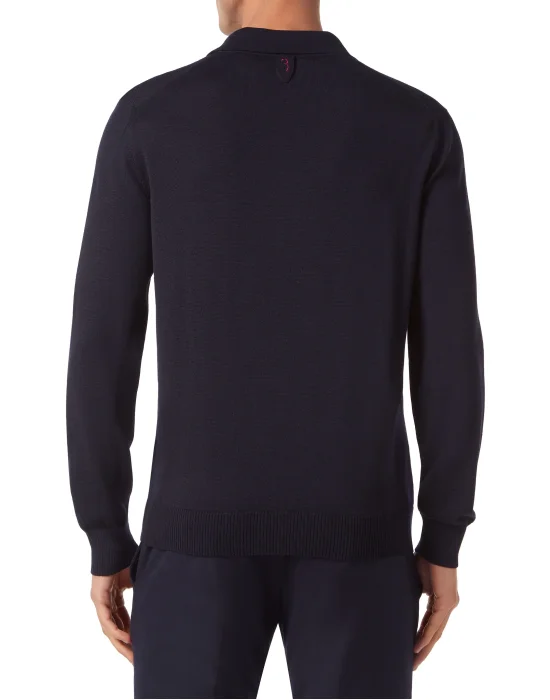 Wool and Silk Pullover Polo-Neck LS