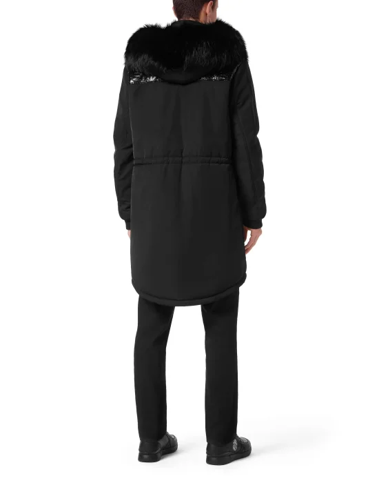 Nylon Parka With Python Inserts