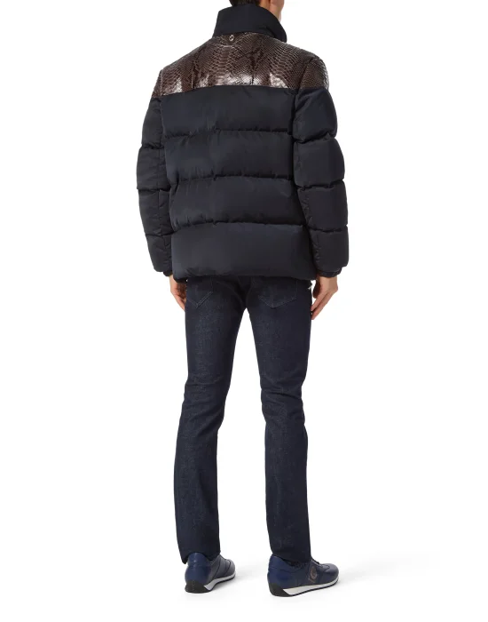 Nylon Down Jacket With Python Inserts